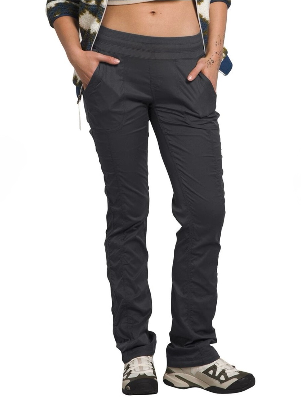 Lole Woman's Black Pull On Outdoor Pants Travel Active Ruched Fold Cuff Medium